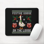 Festive Goose On The Loose Funny Ugly Sweater Chri Muismat (Met muis)