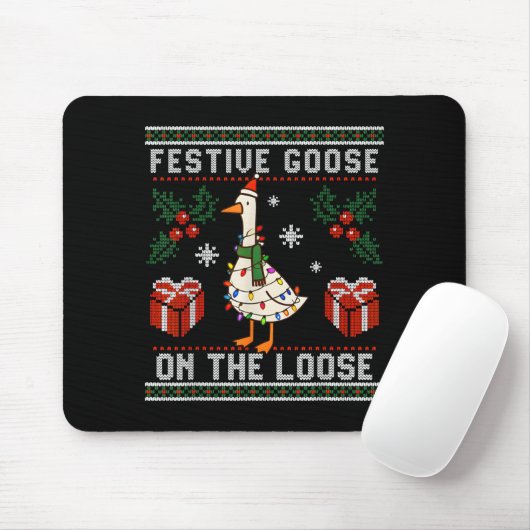 Festive Goose On The Loose Funny Ugly Sweater Chri Muismat (Met muis)