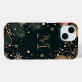 Festive Goud Elegant Kerst Monogram Donker Case-Mate iPhone Case (Achterkant (horizontaal))