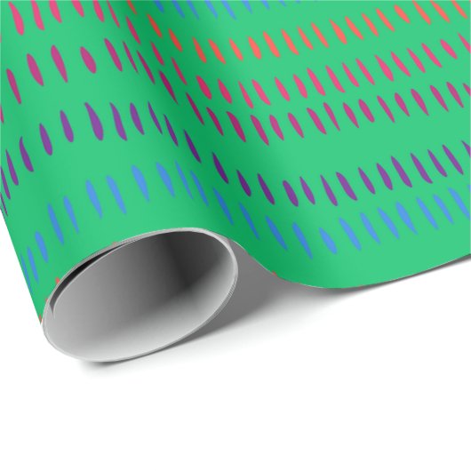 Festive Green and Dash Print 6 ft Roll, Matte Cadeaupapier (Rol Hoek)
