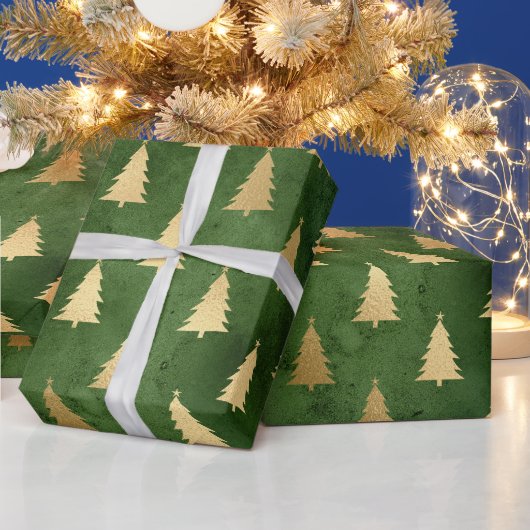 Festive Green and Gold Foil Winter Kerstboom Cadeaupapier (Feestdagen)