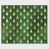 Festive Green and Gold Foil Winter Kerstboom Cadeaupapier (Vlak)