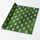 Festive Green and Gold Foil Winter Kerstboom Cadeaupapier (Uitgerold)