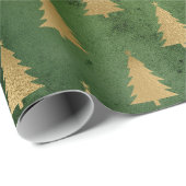 Festive Green and Gold Foil Winter Kerstboom Cadeaupapier (Rol Hoek)