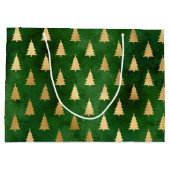 Festive Green and Gold Foil Winter Kerstboom Groot Cadeauzakje (Achterkant)