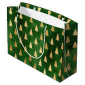 Festive Green and Gold Foil Winter Kerstboom Groot Cadeauzakje (Achterkant Gekanteld)