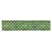 Festive Green and Gold Foil Winter Kerstboom Korte Tafelloper (Horizontaal)