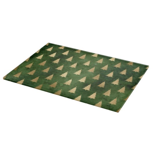 Festive Green and Gold Foil Winter Kerstboom Snijplank (Hoek)