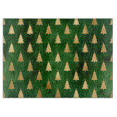 Festive Green and Gold Foil Winter Kerstboom Snijplank (Voorkant)