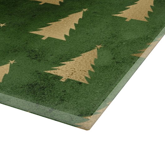 Festive Green and Gold Foil Winter Kerstboom Snijplank (Hoek)