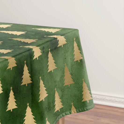 Festive Green and Gold Foil Winter Kerstboom Tafelkleed (Voorbeeld)