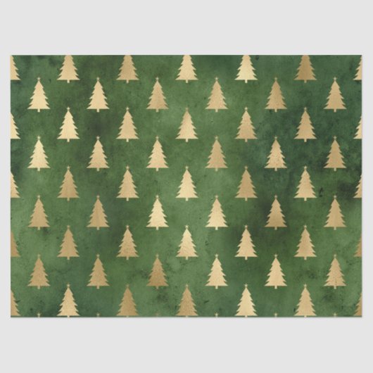 Festive Green and Gold Foil Winter Kerstboom Tissuepapier (Voorkant)