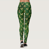 Festive Green and Gold Foil Winter KerstHolly Leggings (Achterkant)
