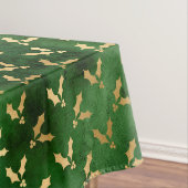 Festive Green and Gold Foil Winter KerstHolly Tafelkleed (Voorbeeld)