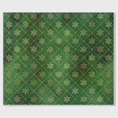 Festive Green and Gold Foil Winter Snowflakes Cadeaupapier (Vlak)