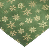 Festive Green and Gold Foil Winter Snowflakes Korte Tafelloper (Hoek)