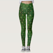 Festive Green and Gold Foil Winter Snowflakes Leggings (Voorkant)
