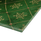 Festive Green and Gold Foil Winter Snowflakes Snijplank (Hoek)