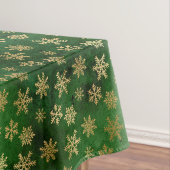 Festive Green and Gold Foil Winter Snowflakes Tafelkleed (Voorbeeld)