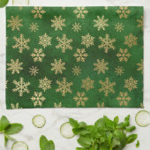 Festive Green and Gold Foil Winter Snowflakes Theedoek (Gevouwen)