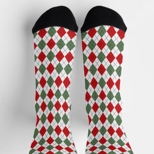 Festive Green and Red Argyle Pattern Sokken (Top)
