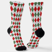 Festive Green and Red Argyle Pattern Sokken (Gebogen)