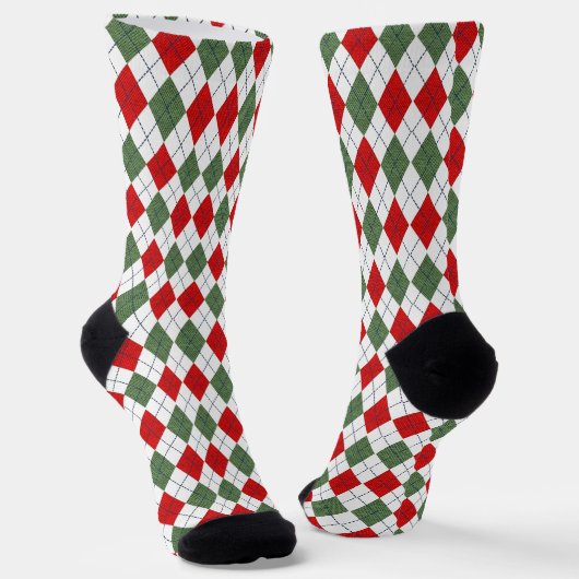 Festive Green and Red Argyle Pattern Sokken (Gebogen)