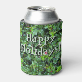 Festive Green and Red Holly berry Holiday Can Cool Blikjeskoeler