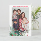 Festive Green and Red Kerstfeestay Photo Card Feestdagenkaart (Staand voorkant)