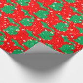 Festive Green and Red Map of Michigan Snowflakes Cadeaupapier (Hoek)