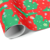 Festive Green and Red Map of Michigan Snowflakes Cadeaupapier (Rol Hoek)