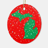 Festive Green and Red Map of Michigan Snowflakes Keramisch Ornament (Links)