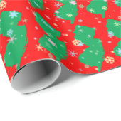 Festive Green and Red Map of New Jersey Snowflakes Cadeaupapier (Rol Hoek)