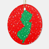 Festive Green and Red Map of New Jersey Snowflakes Keramisch Ornament (Links)