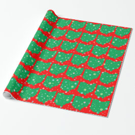 Festive Green and Red Map of Ohio Snowflakes Cadeaupapier