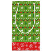 Festive Green and Red Reindeer | Snowflakes Klein Cadeauzakje (Voorkant)