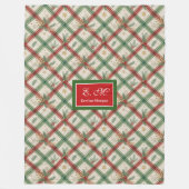 Festive green and red tartan monogram holiday fleece deken (Voorkant)