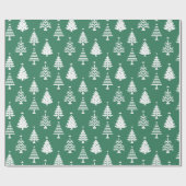 Festive Green and White Christmas Tree Pattern Cadeaupapier (Vlak)