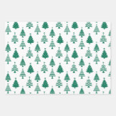 Festive Green and White Christmas Tree Pattern Inpakpapier Vel (Voorkant 2)