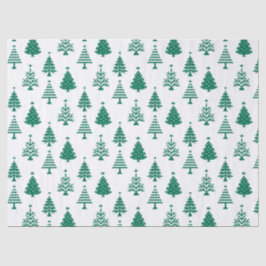 Festive Green and White Christmas Tree Pattern Tissuepapier