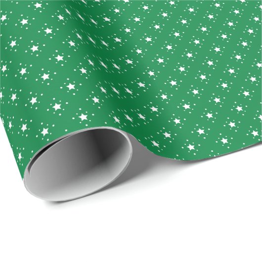 Festive Green and White Stars Pattern Cadeaupapier (Rol Hoek)