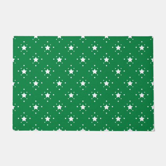 Festive Green and White Stars Pattern Deurmat (Voorkant)