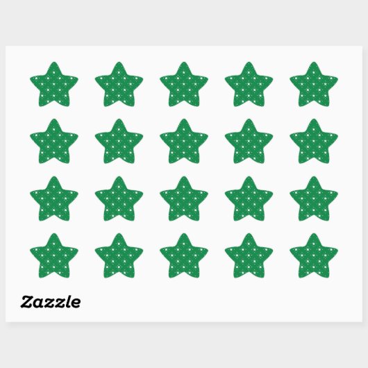 Festive Green and White Stars Pattern Ster Sticker (Vel)