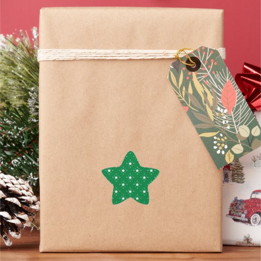Festive Green and White Stars Pattern Ster Sticker (Feestdagen)