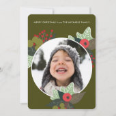 Festive Green Botanical Circus Foto met kerstmis Feestdagenkaart (Voorkant)