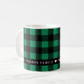 Festive Green Buffalo Plays Custom Family Monogram Koffiemok (Voorkant links)