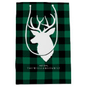 Festive Green Buffalo Plays Patroon Medium Cadeauzakje (Voorkant)