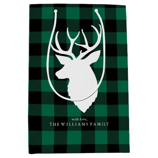 Festive Green Buffalo Plays Patroon Medium Cadeauzakje (Voorkant)