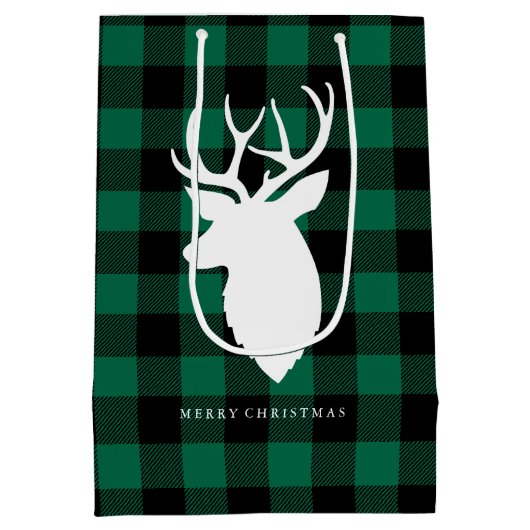 Festive Green Buffalo Plays Patroon Medium Cadeauzakje (Achterkant)