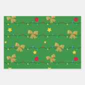 Festive Green Christmas Lights & Gold Bows  Inpakpapier Vel (Voorkant 3)